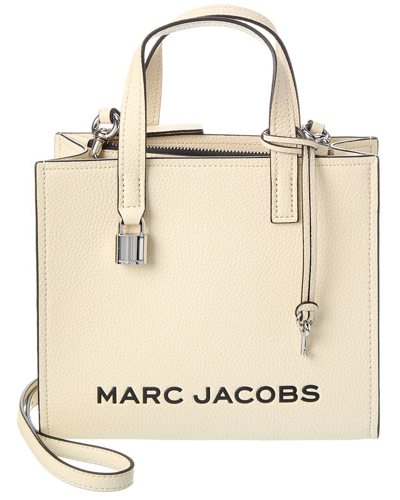 Shop Marc Jacobs Grind Mini Leather Tote In White