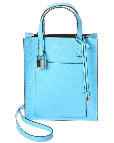 Shop Marc Jacobs Grind Micro Leather Tote In Blue