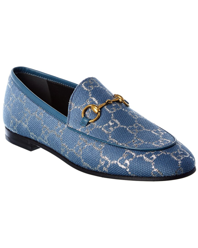 Shop Gucci Jordaan Gg Canvas Loafer In Blue