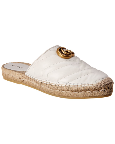 Shop Gucci Double G Leather Espadrille In White