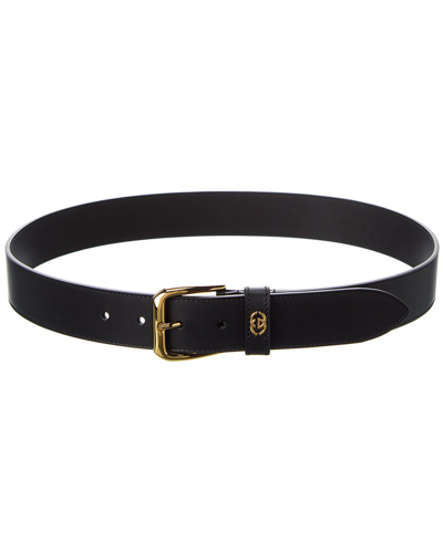 Shop Gucci Cintura Square Buckle Leather Belt In Black