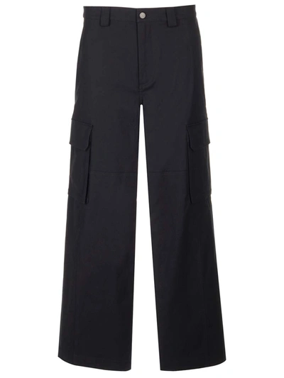 Shop Valentino Wide Leg Cargo Trousers In Blue