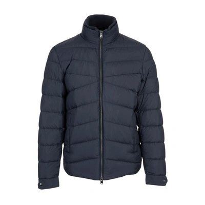 Shop Woolrich Zip Up High-neck Puffer Jacket In Blue