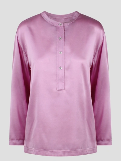 Shop Tom Ford Silk Satin Shirt In Pink & Purple