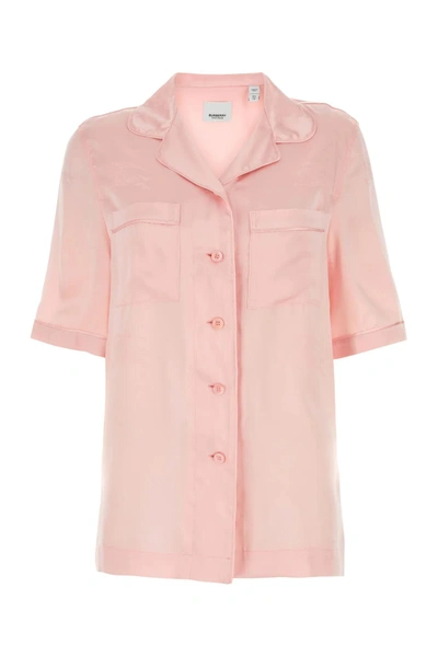 Shop Burberry Pastel Pink Satin Shirt