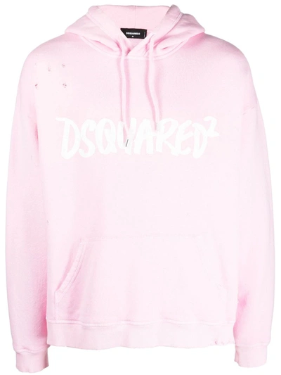 Shop Dsquared2 Pink Cotton Hoodie