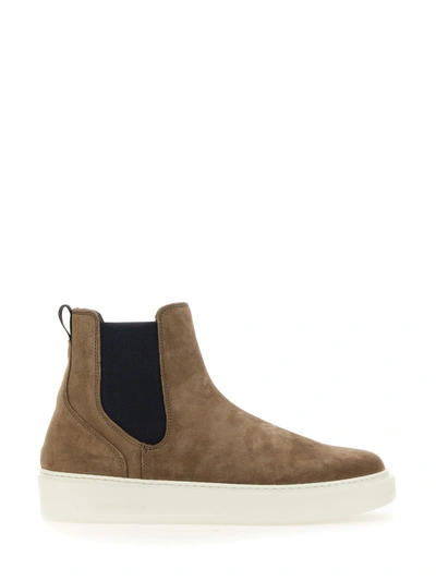 Shop Woolrich Leather Boot In Taupe