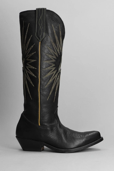 Shop Golden Goose Wish Star Texan Boots In Black Leather