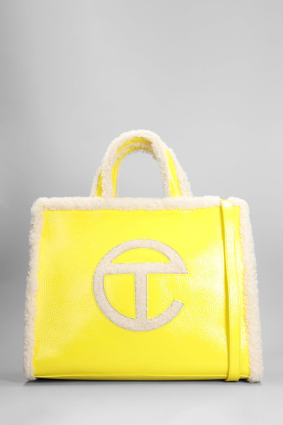 Shop Ugg Shopper Crinkle M Shoulder Bag In Yellow Leather