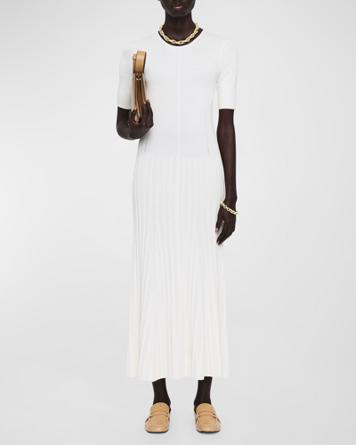 Shop Joseph Ribbed A-line Midi Sweater Dress In Ivory