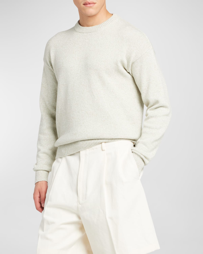 Shop Loro Piana Men's Washiba Cotton-cashmere Crewneck Sweater In Multicolor