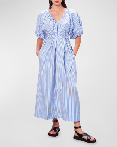 Shop Mara Hoffman Alora Striped Maxi Dress In Blue White