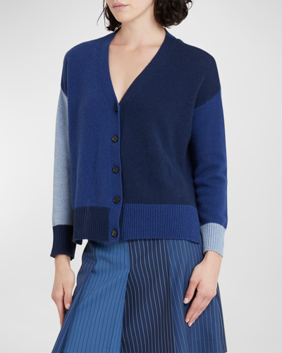 Shop Marni Asymmetrical Length Cashmere Knit Cardigan In Ocean