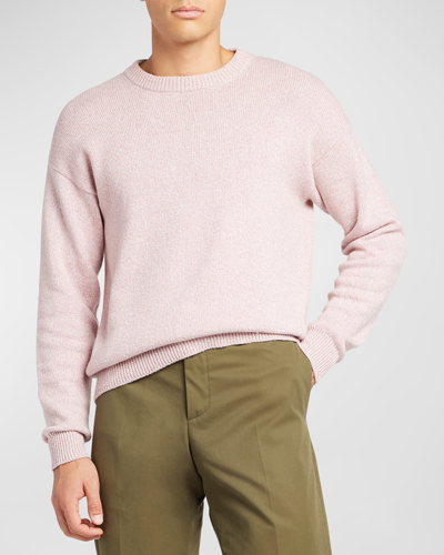 Shop Loro Piana Men's Washiba Cotton-cashmere Crewneck Sweater In Amarant Rose Mela