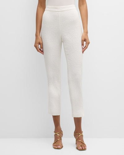Shop Natori Cropped Cotton Jacquard Skinny Pants In White