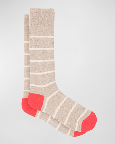 Shop Paul Smith Men's Fiodor Striped Socks In Off White