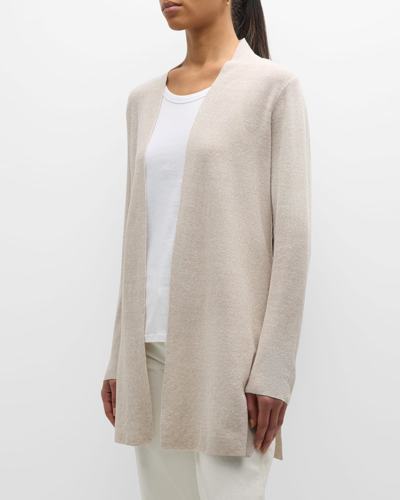 Shop Eileen Fisher Open-front Organic Linen-cotton Cardigan In Naturalwhite
