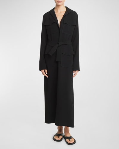 Shop Proenza Schouler Vanessa Jonny Collar Self-tie Crepe Dress In Black