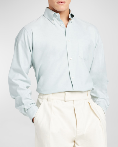 Shop Loro Piana Men's Agui Oxford Cotton Sport Shirt In Multicolor