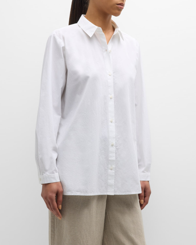 Shop Eileen Fisher Garment-washed Organic Cotton Poplin Shirt In White