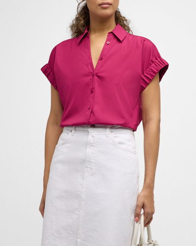 Shop Veronica Beard Matera Button-front Shirt In Wildberry
