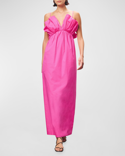 Shop Mara Hoffman Raquel Ruffled Bodice Organic Cotton Column Midi Dress In Hot Pink
