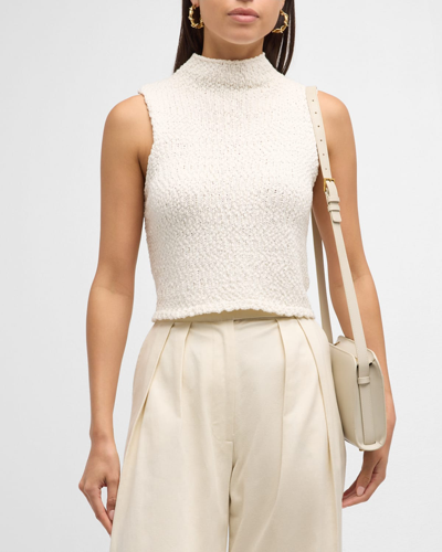 Shop Sablyn Atticus Mock-neck Top In Gardenia