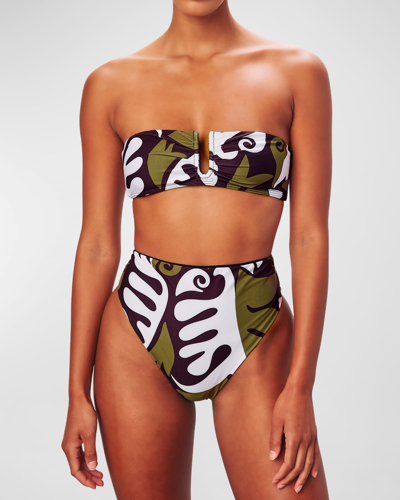 Shop Mara Hoffman Imina High-waist Bikini Bottoms In Multi