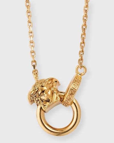 Shop Versace Men's Medusa Pendant Necklace In  Gold
