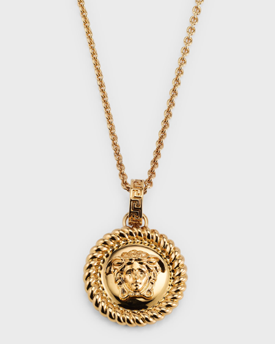 Shop Versace Men's Nautical Medusa Pendant Necklace In  Gold