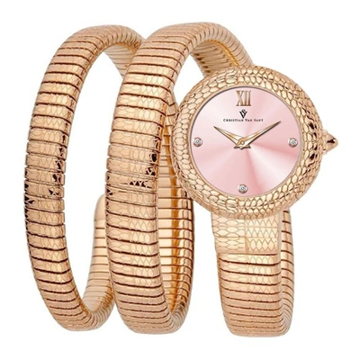 Shop Christian Van Sant Women's Naga Pink Dial Watch In Gold