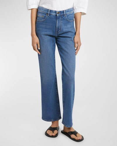 Shop Proenza Schouler Jasper High-rise Straight-leg Ankle Jeans In Mediuim Blue