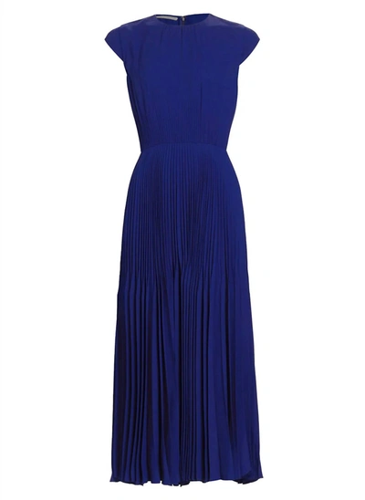 Shop Jason Wu Cap-sleeve Pleated Midi-dress In Blue