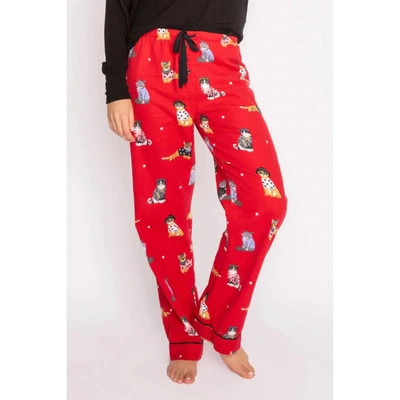 Shop Pj Salvage Cozy Cats Cotton Flannel Pj Pant In Red