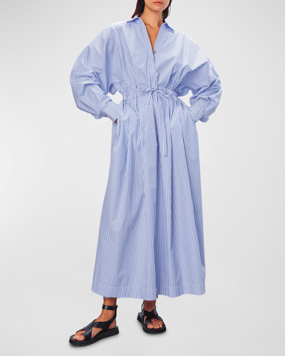 Shop Mara Hoffman Colleen Striped Cotton Maxi Dress In Blue White
