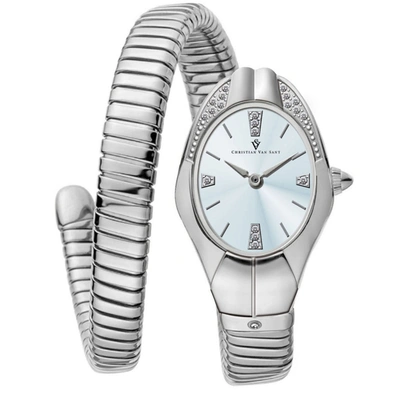 Shop Christian Van Sant Women's Naga Blue Dial Watch In Silver