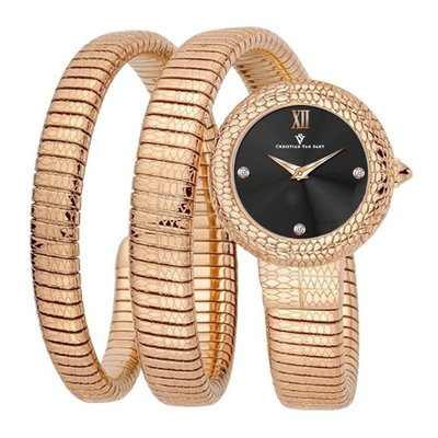 Shop Christian Van Sant Women's Naga Black Dial Watch In Gold