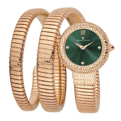 Shop Christian Van Sant Women's Naga Green Dial Watch In Gold