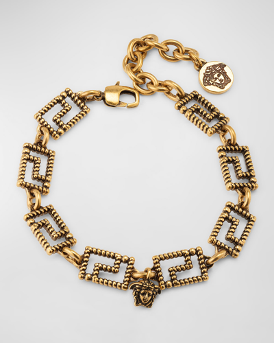 Shop Versace Men's Greca Nautical Chain Bracelet In Vintage Gold