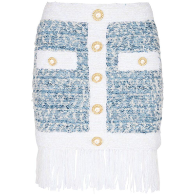Shop Balmain Skirts In Blue/white
