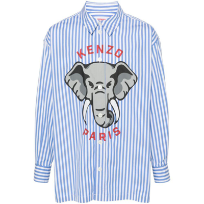 Shop Kenzo Shirts In Blue/white