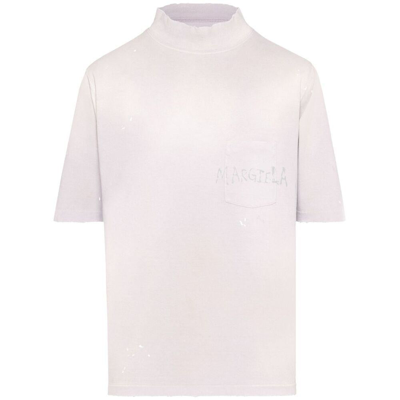 Shop Maison Margiela T-shirts In Purple/white