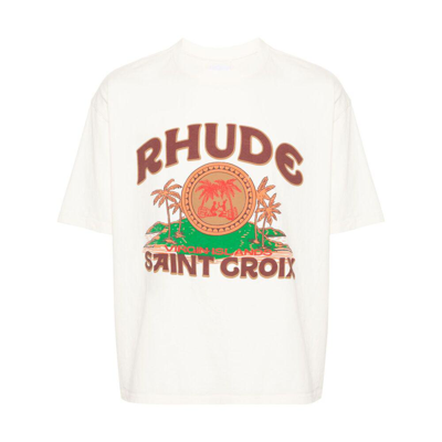 Shop Rhude T-shirts In Neutrals