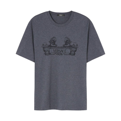 Shop Versace T-shirts In Grey