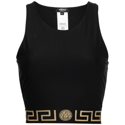 Shop Versace Tops In Black