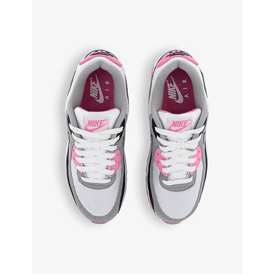Shop Nike Womens White Grey Rose Air Max 90 Padded-collar Mesh Low-top Trainers