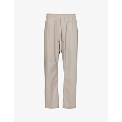 Shop Rick Owens Men's Pearl Bela Dropped-crotch Straight-leg Cotton Trousers