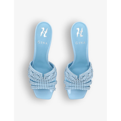 Shop Gina Women's Pale Blue Utah Crystal-embellished Leather Sandals