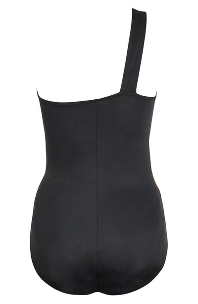 Shop Miraclesuit Spectra Matrix One-shoulder One-piece Swimsuit In Black