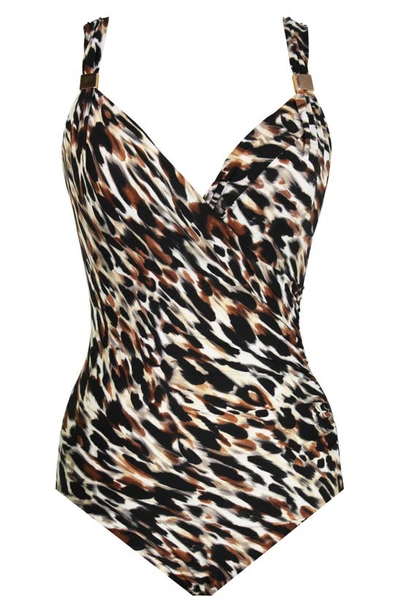 Miraclesuit Fur Realz Siren One-piece Swimsuit In Brown Multi